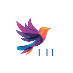 Obraz premium “Colorful Abstract Bird Logo Design – III Later Logo, Modern Geometric Vector Illustration” 