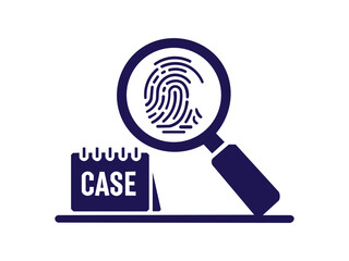 Illustration of a fingerprint under a magnifying glass isolated on white background