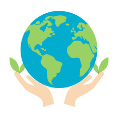 Hands holding the earth, environmental protection