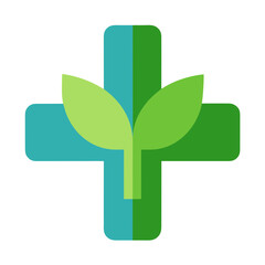 Alternative medicine icon with green plant leaf