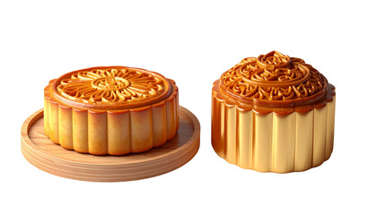  3D Mooncake Set – isolated on transparent background