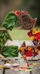 Recycle Symbol Crafted from Natural Elements - A Sustainable Art Piece.