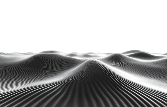 Abstract greyscale wave pattern with black backdrop