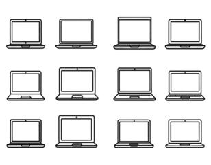 Minimalist laptop icon set- linear style for digital and print design Minimalist laptop icon set- linear style for digital and print design