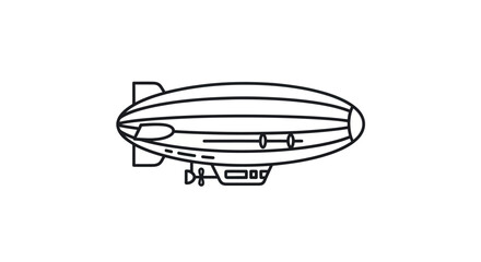 Black and White Outline Illustration of a Zeppelin Airship. © wong