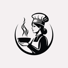 Elegant Female Chef Food Logo &ndash; Minimalist Cooking Design