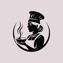 Elegant Female Chef Food Logo &ndash; Minimalist Cooking Design