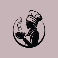 Elegant Female Chef Food Logo &ndash; Minimalist Cooking Design
