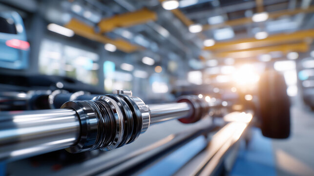 Mechanics using pneumatic tools to assemble or disassemble vehicle components showcase efficiency, industrial-grade equipment, technical skill, and modern workshop practices. three-quarter wide