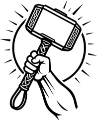 Mjolnir Scalable SVG Vector Graphic with Editable Paths and Layers for Web, UI Design, Digital Art, and Print Applications
