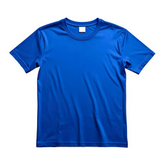 Plain royal blue t-shirt, crew neck, short sleeves, plain label, slightly wrinkled