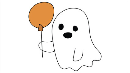 Cute Kawaii White Ghost Character Vector