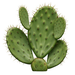 Prickly pear cactus pad isolated on transparent background