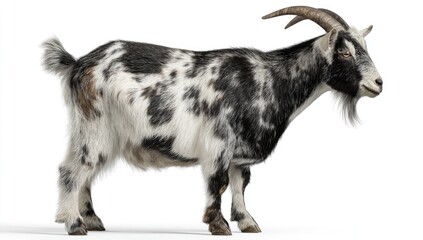 Fototapeta premium Side view of a goat with speckled coat