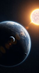 Cosmic Dance - A Celestial Trio in the Vast Expanse of Space.