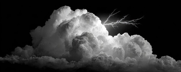 Dramatic storm clouds with a lightning bolt