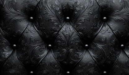 Obraz premium Black quilted leather upholstery with intricate detail
