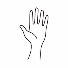 Fototapeta premium Simple line drawing of an open hand with fingers extended