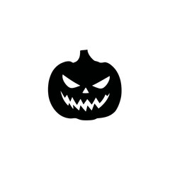 Fototapeta premium Silhouette of jack o lantern pumpkin with sharp teeth representing halloween horror and spooky face design