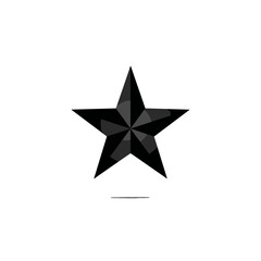 Obraz premium Glossy black five-pointed star symbol representing prestige, achievement, and quality in geometric minimal vector art