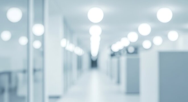 Abstract Blurred Background of a Modern Office Hallway.