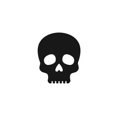 Obraz premium Black skull silhouette with simple teeth isolated on white background