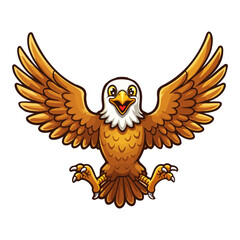 Happy bald eagle cartoon mascot with spread wings
