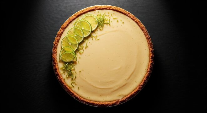 Key Lime Pie, Graham Crust, Lime Garnish, Citrus Dessert, Homemade Pie Illustration