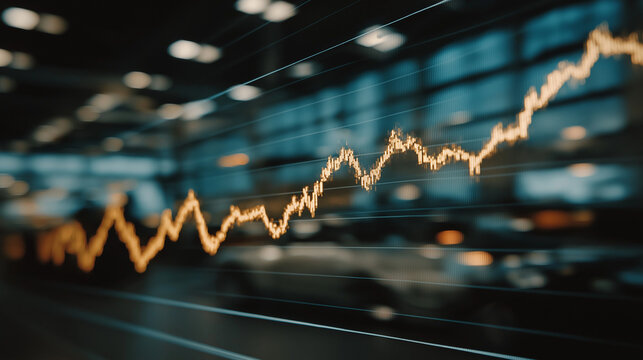 Stock Market Performance: A dynamic, abstract representation of the stock market's ebbs and flows, with a focus on upward trends and overall market health.