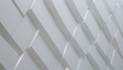 Interesting visual effects of geometric pattern on styrofoam wall with soft light illumination for architectural models or interior design applications with clean lines and subtle shadows