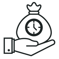 Hand holding money bag for loan payment