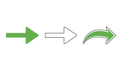 A set of three green and white arrows pointing right indicating progress and direction forward