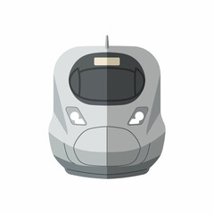 Sleek modern high-speed bullet train front view illustration.