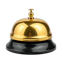 A golden service bell with a black base, isolated on a transparent background