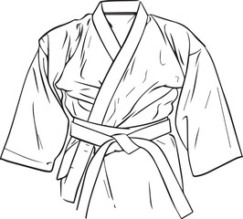 a simple line drawing of an aikido uniform, with the kimono and belt clearly visible on a white background