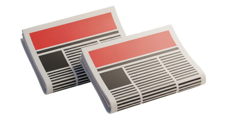 Red headline newspapers folded isolated on a transparent background headlines reading