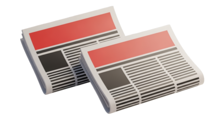 Red headline newspapers folded isolated on a transparent background headlines reading