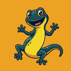 Cute happy lizard gecko cartoon mascot character