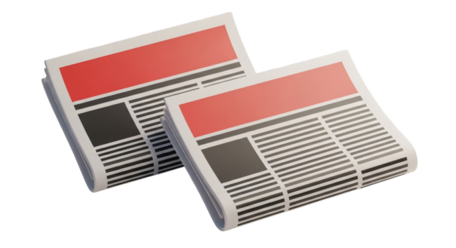 Red headline newspapers folded isolated on a transparent background headlines reading