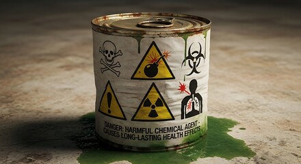 Leaking Can of Hazardous Waste - A Toxic Threat.