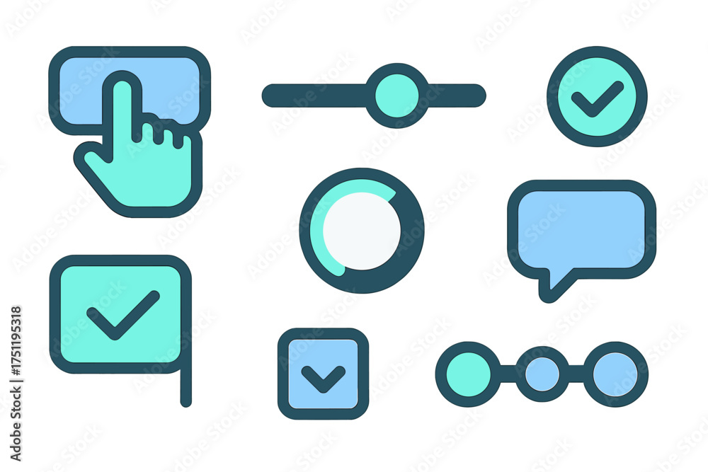 Wall mural essential user interface icons for web and mobile application design controls and feedback