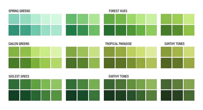 Green Color Palette - A Study in Shades and Tones.