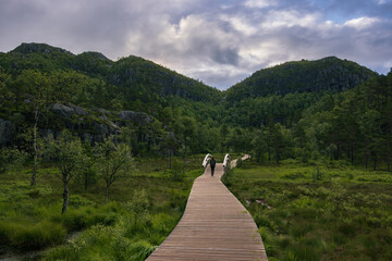 Beautiful view of Preikestolen and the fjord near Stavanger (Norway)
