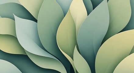 Abstract Green Leaves - A Serene and Minimalist Design.