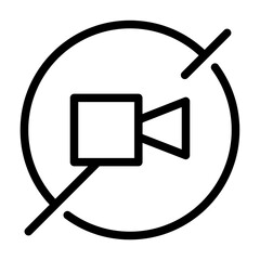 Line vector icon showing crossed video camera, indicating filming prohibition area.