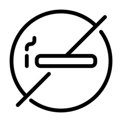 Outline vector showing a crossed cigarette, representing smoking prohibition sign.