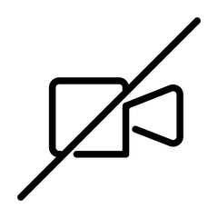 Line vector icon showing crossed video camera, indicating filming prohibition area.