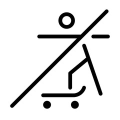Outline icon showing crossed roller skate, symbolizing skating restriction area.