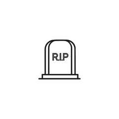 Vector art of a simple line drawing of a tombstone with rip inscribed | Halloween Icons