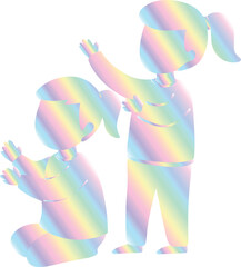 Two Girls with Holographic Gradient